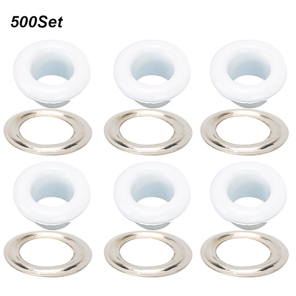 500 set ögonhål spänne metalliska öljetter skor läderväskor DIY hantverk knapp nithålsverktyg 4,5 mm vit