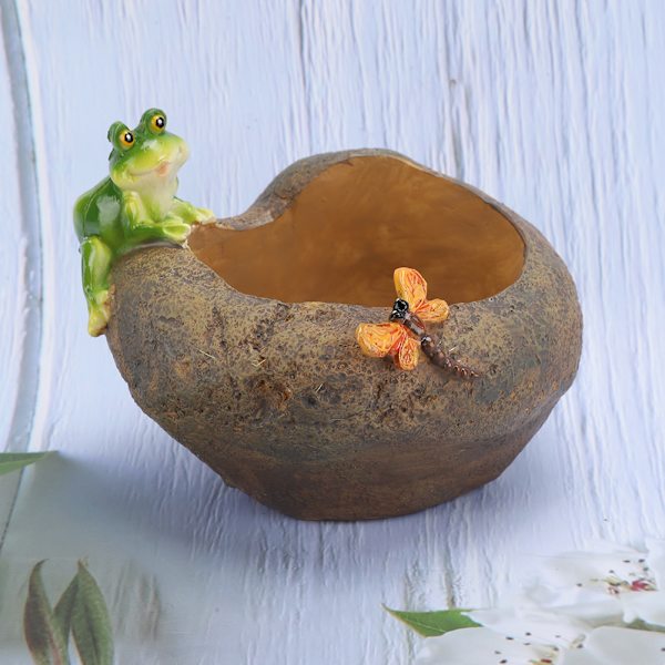 Mini Resin Tegneserie Dyr Blomsterpot Dekoration Desktop Sukkulente Plante Pot Ornament Frø Fangst