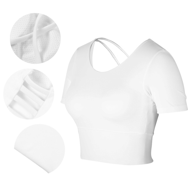 Kvinners sommer sexy sports shorts ermet topper for yoga fitness trening sport tilbehør hvit M