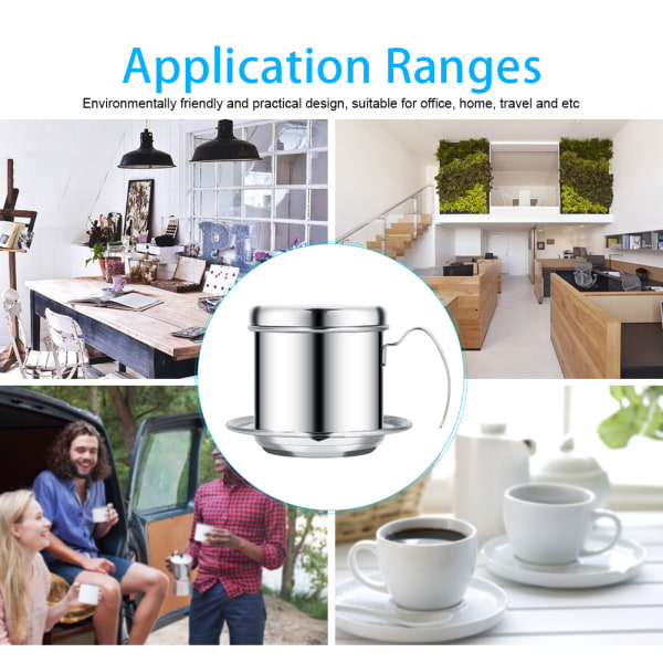 Rustfritt stål kopp vietnamesisk kaffedrypp Filter Maker Infuser Home Sliver
