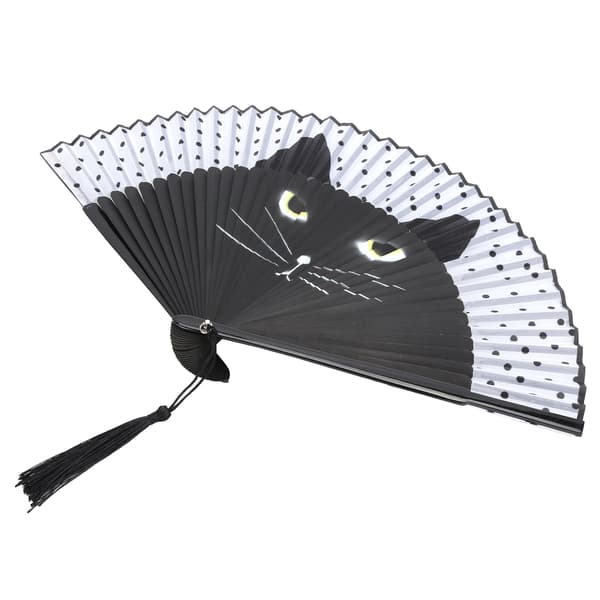 Kattvikfläkt Japansk stil Tecknad handmålad bläckstråle bröllopsdans kyrkpresenter