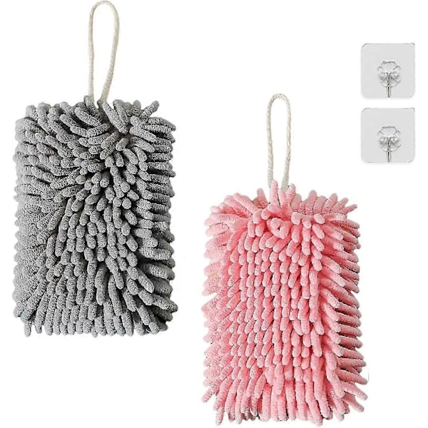 Hængende Håndklæder - Bløde og Fluffy Mikrofiber Håndklæder - Super Absorberende med Hængende Løkke til Køkken og Badeværelse_SZXM