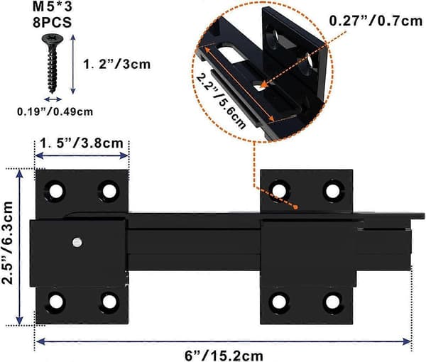 Reversible Gate Latch with Padlock Hole, Adjustable Aluminum Alloy Door Lock for Barn Door