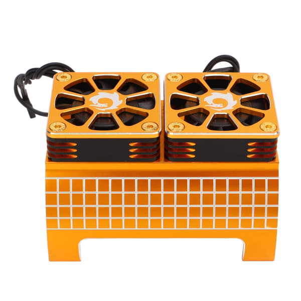 RC Motor Dobbelt Køleventilator Køleplade Aluminiumlegering 5 til 7,4V 1/5 RC Tilbehør til Traxxas Guld