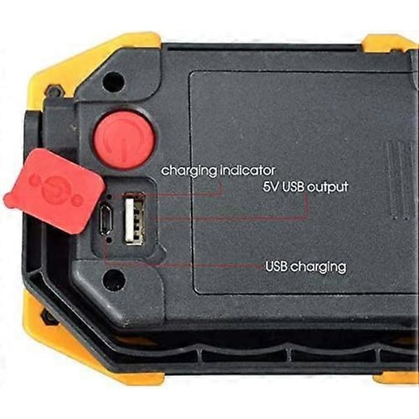 2-pack portabla LED-arbetslampor, uppladdningsbara strålkastare med USB, vattentät spotlight för utomhusbruk vid bilreparationer, camping, resor, fiske och arbetsplats