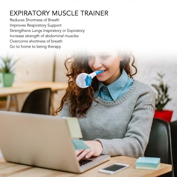 Andningslungåterhämtningstränare Handhållen Expiratory Muscle Trainer för andningsterapi Blå Blue
