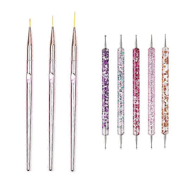 5/20 st Nagelborstar Set, Nagelkonstborstar för Målning, Ritning, Prickning och Gravering, Manikyrverktyg, Akryl, UV Gel och Nagelpulver13