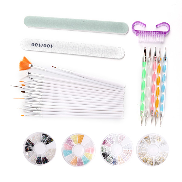 Nail art målarpensel Prickpenna Nagelfil Strass Dust Brush Manikyr set
