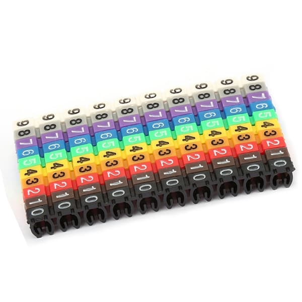 Digitalt nummermærke til ledninger, kabelmarkør, farverig (100 stk. 2,5 mm²)