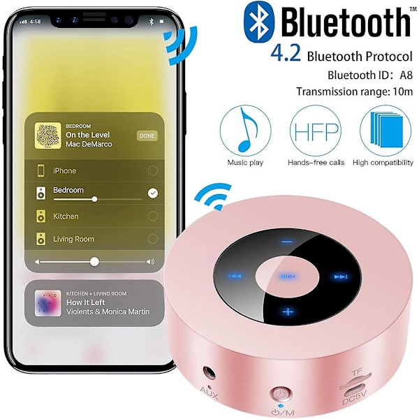 Bärbar Bluetooth-högtalare, Mini Bluetooth-högtalare (Rosa)
