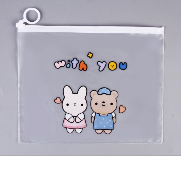 Tecknad design vattentät PVC-dragkedjekuvert, 8,3 x 6,7 tum, genomskinlig, Little Bear Party