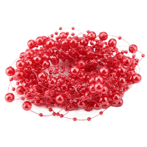 10M fisketråd kunstige perler Perler Kæde DIY bryllupsfest dekoration (rød)