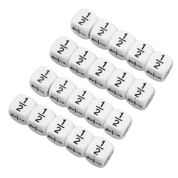 20 stk 16mm brøk terning hvite brøk symboler terninger matematisk aritmetikk undervisningsverktøy