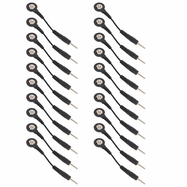 20 stk Black Snap Electrode Wire Elektrode Bly ledninger til TENS Machine Digital Treatment Machine 2 Tommer
