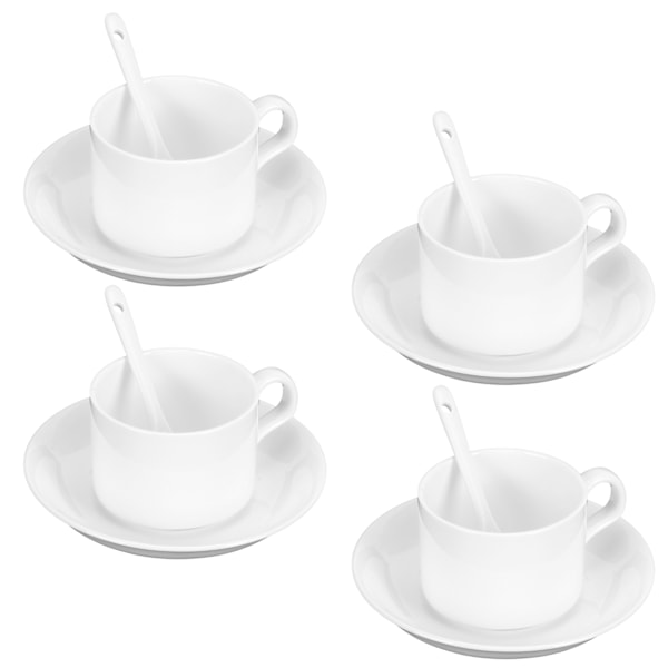 4 Set Hög Benporslin Kaffe Set Kaffe Mugg med Fat Skål Sked Te Mugg Dryckesvaror