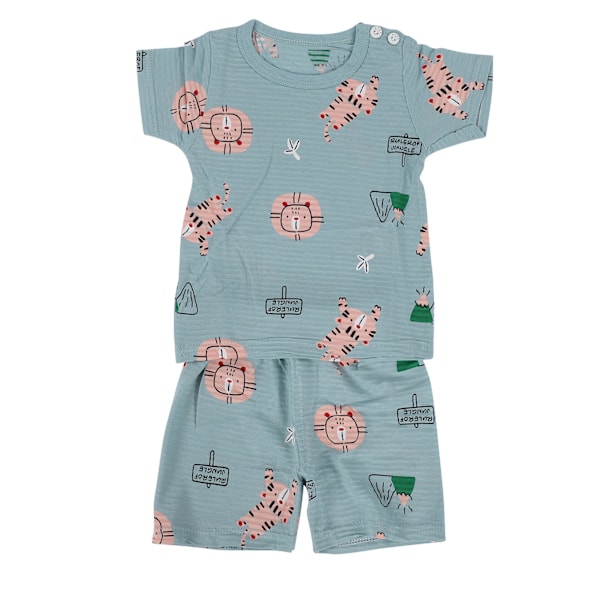 2-delars baby shorts och t-shirt set för spädbarn, andningsbar kortärmad sommarkläder, djungeldjur 140 cm