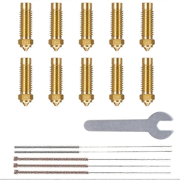 10 stk. dyser i flere størrelser for Neptune 4 Plus/Max 3D-printer, messing hotend-dyser 0,4/0,6/0,8/1,0 mm-