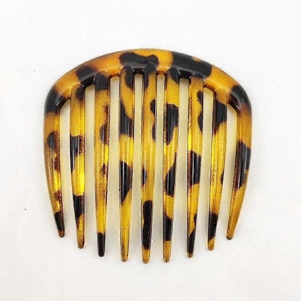 Leopard Hårkam 7cm Dam Mode Håraccessoar Harajuku Stil Vintage Plastkam med 9 Tänder Gul Kaffe