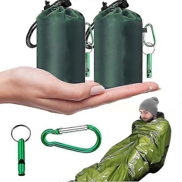 Nödsäck Survival Sovsäck Nödfilt Utomhus Camping Grön