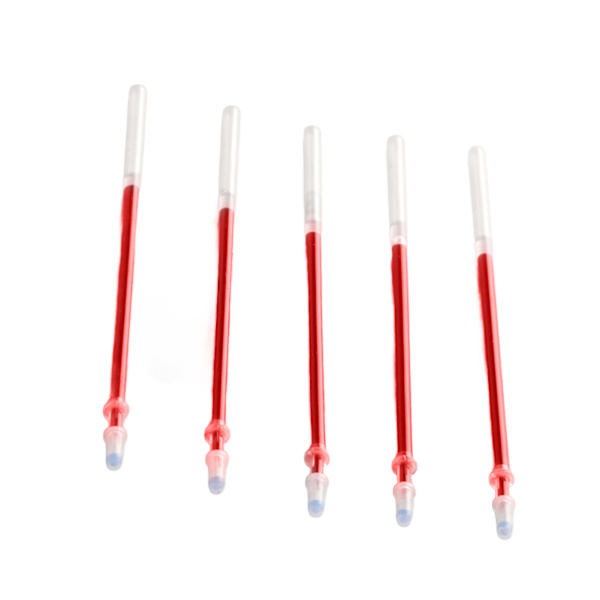 5 geelikynän täyttöä, 0,5 mm viivanleveys, tasainen kirjoitus, kulutusta kestävä Red Ballpoint
