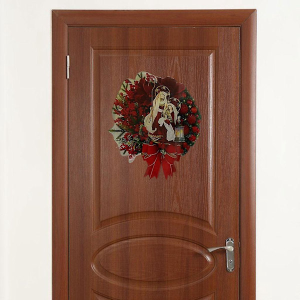 2 x Rund Julkrans Hängande Ornament Vägg Fönster Utomhus Höstdekorationer