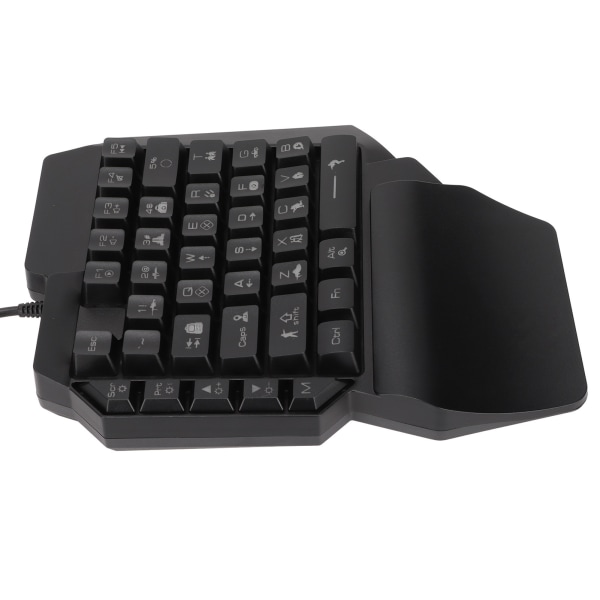 Enhånds gaming tastatur 39 taster Lysende ergonomisk design Anti-slip Vandtæt USB mekanisk tastatur