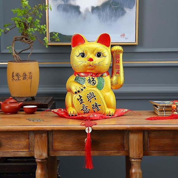 Vinkende Lykkekat Japansk Porcelæn 18x10cm Forretningssucces