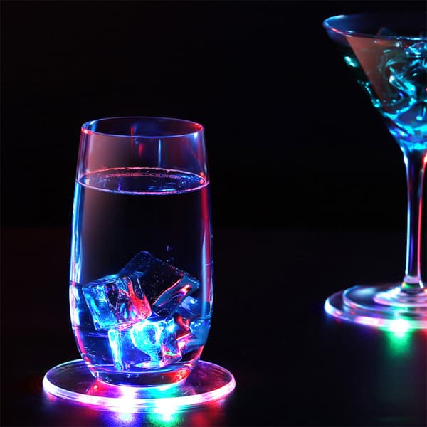 3 stk. LED Lys Coaster Akryl Krystal Slank Kop Cocktail Glas Bar Bartender Lysende Coaster