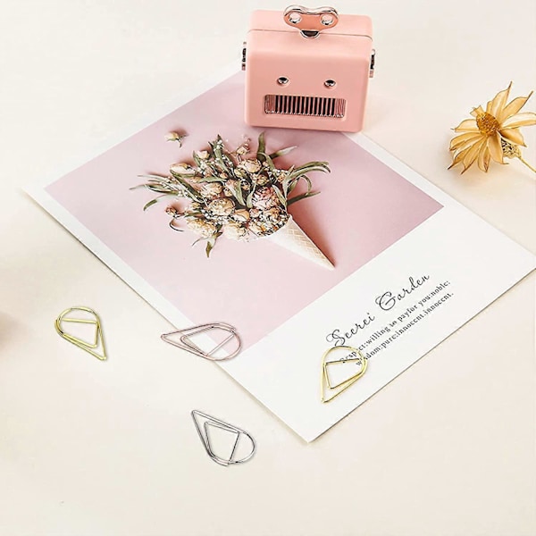 150 Metall Gem Paper Clips Bokmärken, Flerfärgade Vattendroppsformade Klammer Skola Kontorsmaterial Droppformade Gem för Böcker Foton Affischer Anteckningar Memo Papper
