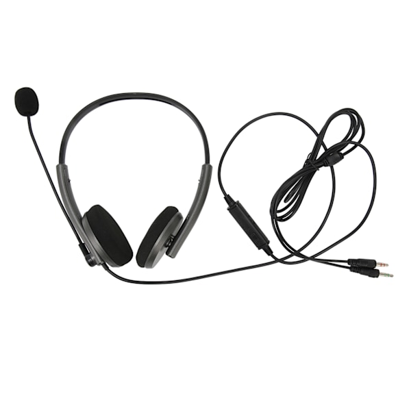 Multifunktionellt, snyggt samtalscenterheadset med brusreducering, HD-samtal och hörselskydd, telefonheadset, rymdgrå, dubbla 3,5 mm