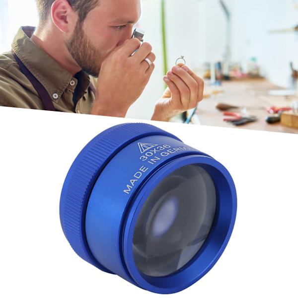 30X förstoringsglas handhållen bärbar förstoringsglas för smyckesmynt Identifiering Blå