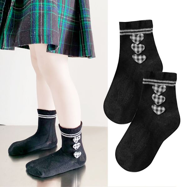 Flickstrumpor för flickor Höst Vinter Små flickor halkfria Anti Slip Bomullssockor Barn Prinsesstil Sockor Hjärtmönster XL 5‑8 år 19‑21CM