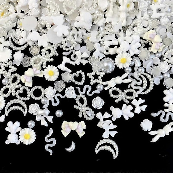 50 stk. 3D Flatback Neglepynt Lysende Neglekunstdekorasjoner med Blomster, Hjerter, Kaniner, Sommerfugler, DIY Akryl Neglepynt7