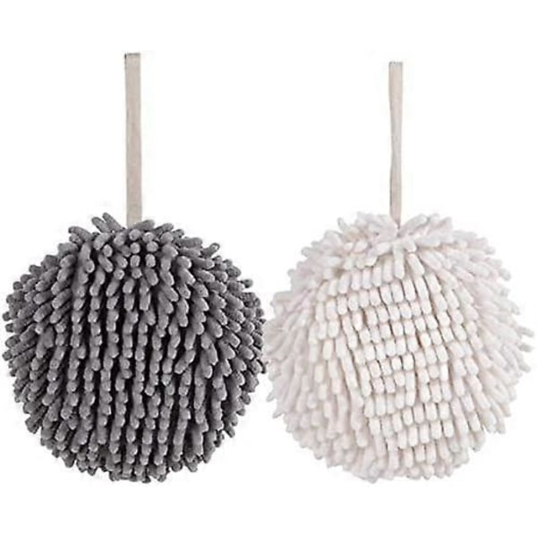 Mikrofiber Håndklæder, 2 Grå, Hvide Chenille Mikrofiber Håndklæder Kan Bruges I Køkkenet Og Badeværelset, Meget Absorberende Og Tørrer Hænder Øjeblikkeligt