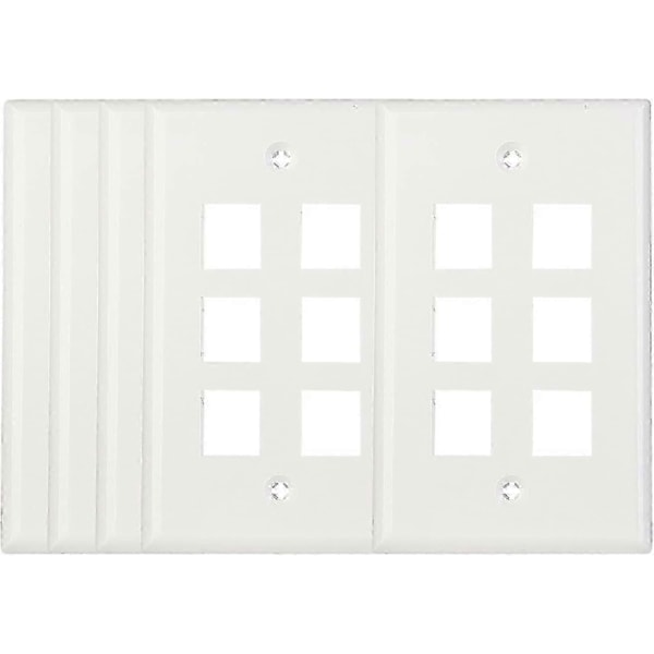 Plast Bryterpanel 6 Port Veggplate Trapesformet Jack (Hvit) 5 stk