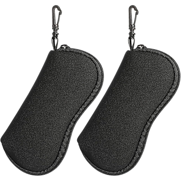 Neoprene Soft Glasses Case - Set of 2, Sunglasses Storage Bag with Clip