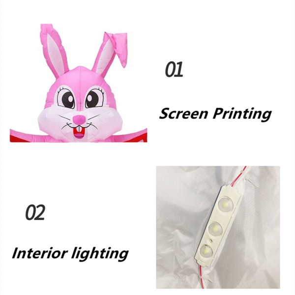 Opplyst oppblåsbar påskehare påskeblow up kanin med innebygde lysdioder Perfekt utendørs feriedekorasjoner for uteplassfest