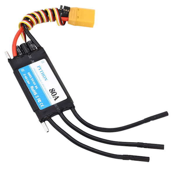 80A RC Båt ESC Vanntett Svart Multi Beskyttelse RC Elektrisk Fartskontroller for Utskifting