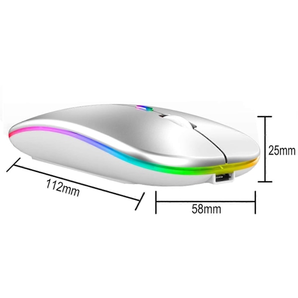 Langaton hiiri, LED-hiiri (BT 5.1+2.4G) Ladattava ja äänetön Bluetooth-hiiri, 2.5G langaton