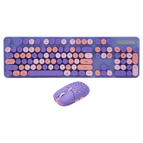 Trådløst tastatur og mus Combo 2.4G trådløs tilstand Letbetjent Retro Punk-tastatur med 3 DPI justerbar gamingmus blandet farve Lilla