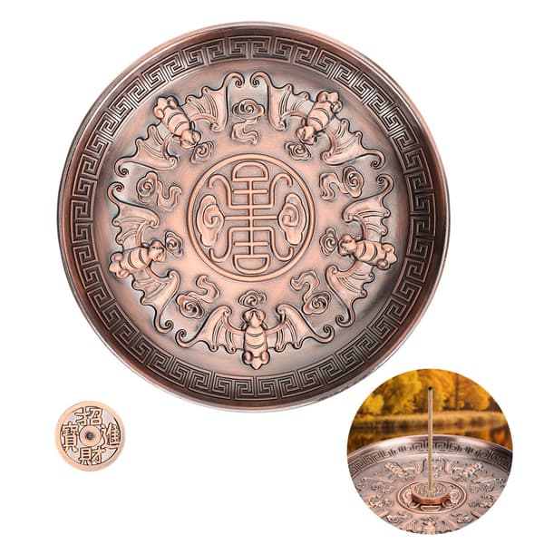 Røkelsesholder Five Blessing Plate Stick Brenner Stativ Lilla Bronse Sink Legering Hjem Tilbedelse