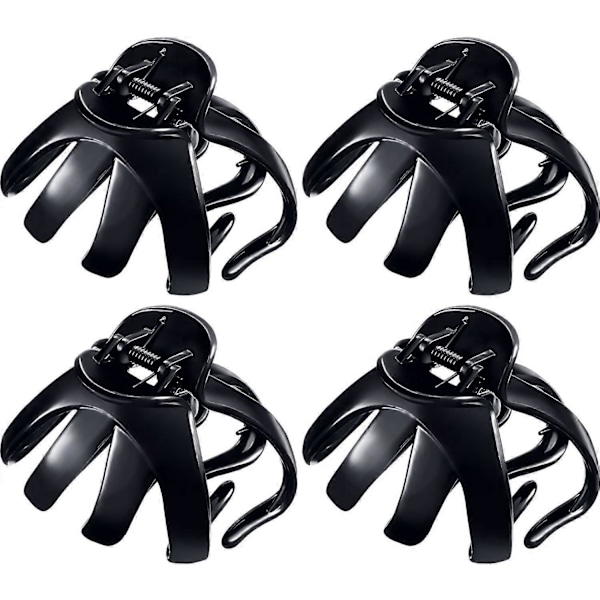 4 Stycken Grip Octopus Clip Spider Hårklämmor Octopus Käkklämmor (8.5cm, Svart)