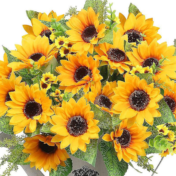 Kunstig Solsikkebuket Falske Vildblomster til Babyshower Bryllup Forårsdekoration Brud Blomsterarrangement