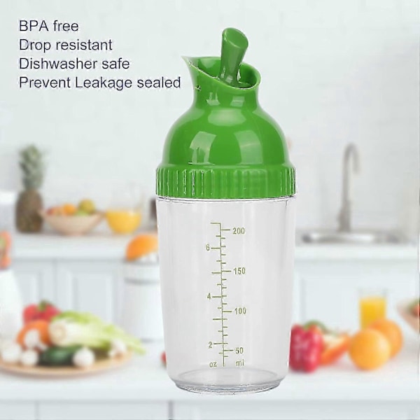 200 ml Salatdressing Shaker med Nemt Greb, Lækagesikker Beholder, Universal Sauce Mixer, med Skala Køkkenredskab, 5,5x17cm_SZXM