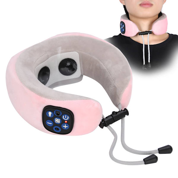 Elektrisk nackmassager U-formad kudde axel cervikal ryggkotor lindra trötthet massagerRosa 2#