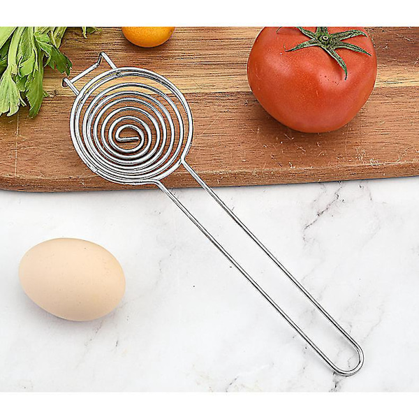 Spiral Egg Separator i Rustfritt Stål - Bærbar Kjøkkenverktøy med Langt Håndtak