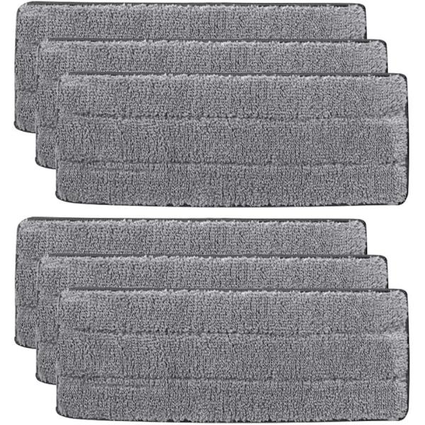 Moppdynor, 6st ersättningsdynor, rengöringsdyna för hushållsmopphuvud i mikrofiber, för rengöring och skurning av våta eller torra golv