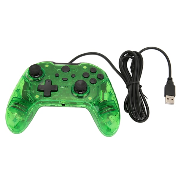Trådbunden spelkontroll Dubbel vibration RGB Transparent skal Gamepad Joystick för Xbox PC Grön