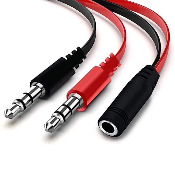 3,5 mm hunn til dobbel hann hodetelefonmikrofon lyd Y-splitter AUX-kabel
