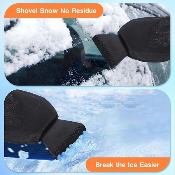 Bilvindusskrape med hanske for skraping av is og måking av snø